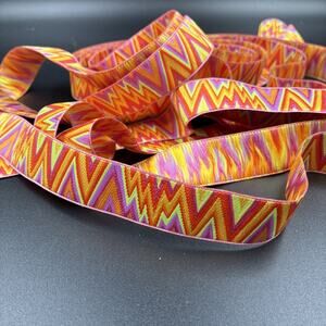 5 Yards Ribbon Kaffe Fassett Trim 7/8" Flame Stitch Renaissance 22mm Orange